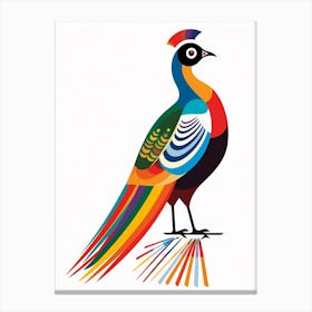 Colourful Geometric Bird Pheasant 6 Canvas Print
