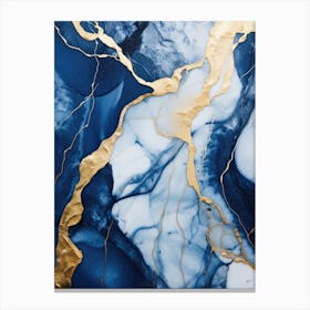 Blue And Gold Abstract Painting 4 Canvas Print