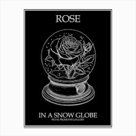 Rose In A Snow Globe Line Drawing 1 Poster Inverted Canvas Print