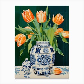 Flowers In A Vase Still Life Painting Tulips 12 Canvas Print