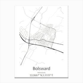 Bolsward,Netherlands Minimalist Map Canvas Print