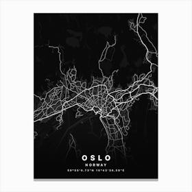 Oslo Norway Black Map Canvas Print