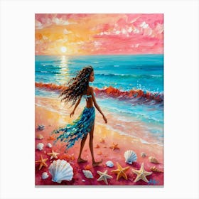 Mermaid On The Beach Canvas Print