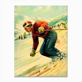 Man On A Ski Track, Winter Ski Sports Canvas Print