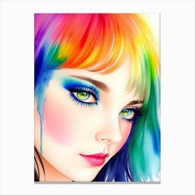 Girl With Colorful Hair 2 Canvas Print