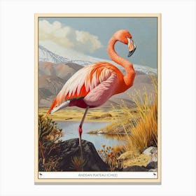 Greater Flamingo Andean Plateau Chile Tropical Illustration 4 Poster Canvas Print