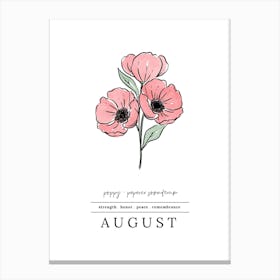 August Poppy Birth Flower 2 Canvas Print