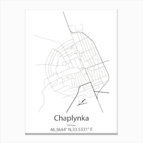 Chaplynka,Ukraine Minimalist Map Stampe su tela