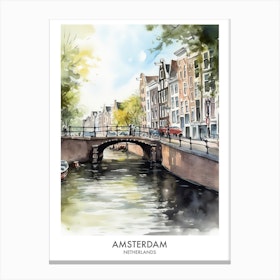 Amsterdam Watercolour Travel Poster 4 Canvas Print