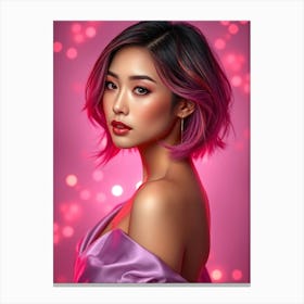 Modern Asian Beauty in Pink Canvas Print