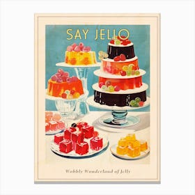 Retro Jelly Dessert Platter Illustration 1 Poster Canvas Print