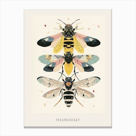 Colourful Insect Illustration Yellowjacket 4 Poster Canvas Print