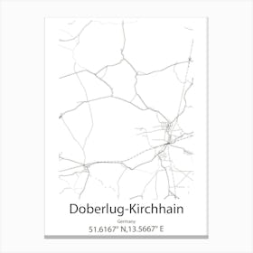 Doberlug Kirchhain,Germany Minimalist Map Canvas Print