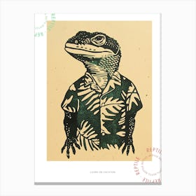 Lizard In A Floral Shirt Block 4 Poster Canvas Print