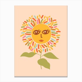 Sunflower Opened Eyes Peachy Boho Canvas Print