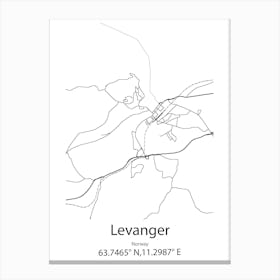 Levanger,Norway Minimalist Map Canvas Print