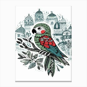 Pippin Parrot On A Branch Canvas Print