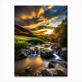 Sunset Over A Stream 6 Canvas Print