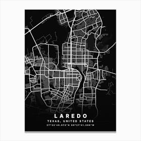 Laredo Texas USA Black Map Canvas Print