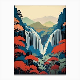 Shiraito Falls, Japan Vintage Travel Art 2 Canvas Print