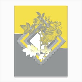Vintage Turnip Roses Botanical Geometric Art in Yellow and Gray n.017 Canvas Print