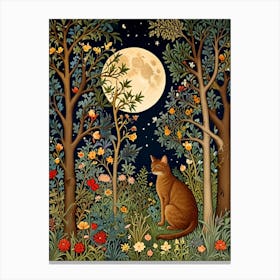 William Morris Cat In The Forest 4 Canvas Print