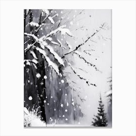 Winter, Snowflakes, Black & White 3 Canvas Print