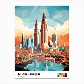 Kuala Lumpur, Malaysia, Geometric Illustration 4 Poster Canvas Print