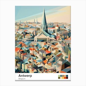 Antwerp, Belgium, Geometric Illustration 2 Poster Canvas Print