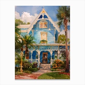 Blue Victorian House Canvas Print