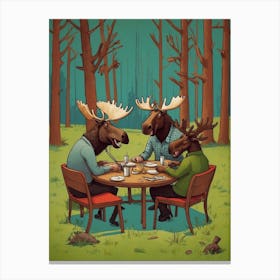 Moose At The Table Canvas Print