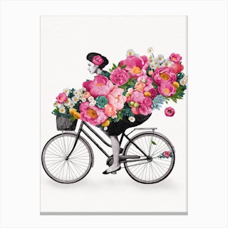 Floral Bicycle Canvas Print