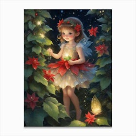 Fairy With Poinsettias Canvas Print