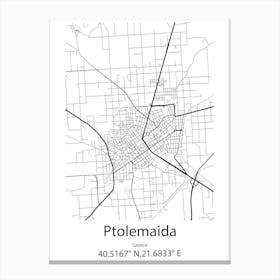 Ptolemaida,Greece Minimalist Map Canvas Print