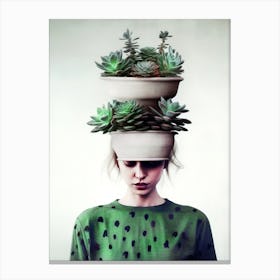 Succulents On The Head plant lover Canvas Print