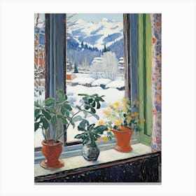 The Windowsill Of Interlaken   Switzerland Snow Inspired By Matisse 1 Canvas Print