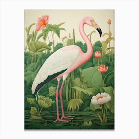 Ohara Koson Inspired Bird Painting Greater Flamingo 1 Canvas Print