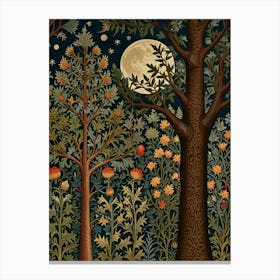 Moonlight In The Forest Style William Morris 2 Canvas Print