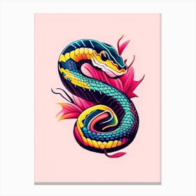 Sidewinder Rattlesnake Tattoo Style Canvas Print