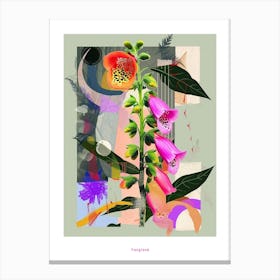 Foxglove 3 Neon Flower Collage Poster Canvas Print