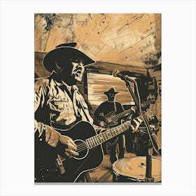 Duotone Illustration Live Music Scene Austin Texas  2 Canvas Print