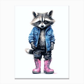 Raccoon Wearing Boots 1 Canvas Print