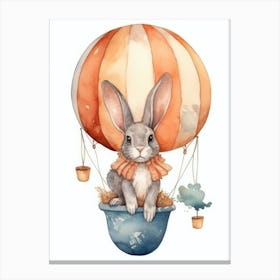 Rabbit In Hot Air Balloon Canvas Print