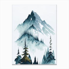 Mountain And Forest In Minimalist Watercolor Vertical Composition 229 Canvas Print