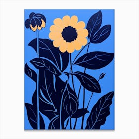 Blue Flower Illustration Sunflower 1 Canvas Print