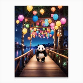 Panda Bear At Night Canvas Print