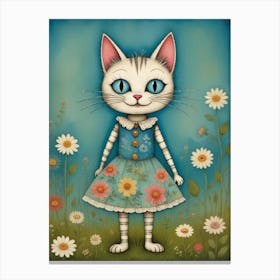 Cat in a dress 4 Canvas Print