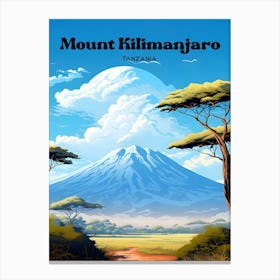 Mount Kilimanjaro Tanzania Vacation Modern Travel Illustration Canvas Print