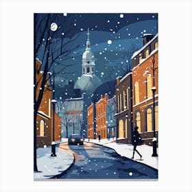 Winter Travel Night Illustration Newcastle United Kingdom 2 Canvas Print