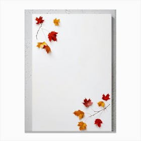 Autumn Leaves Scattered Asymmetrically Across A White Canvas Single Red Berry Placed Off Center Em (6) Canvas Print